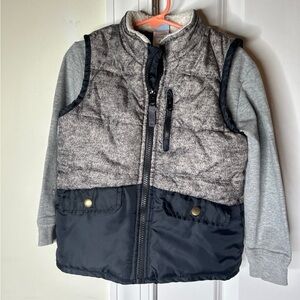 Little Lad Puffer Vest 4T and Cherokee Sweatshirt 5T